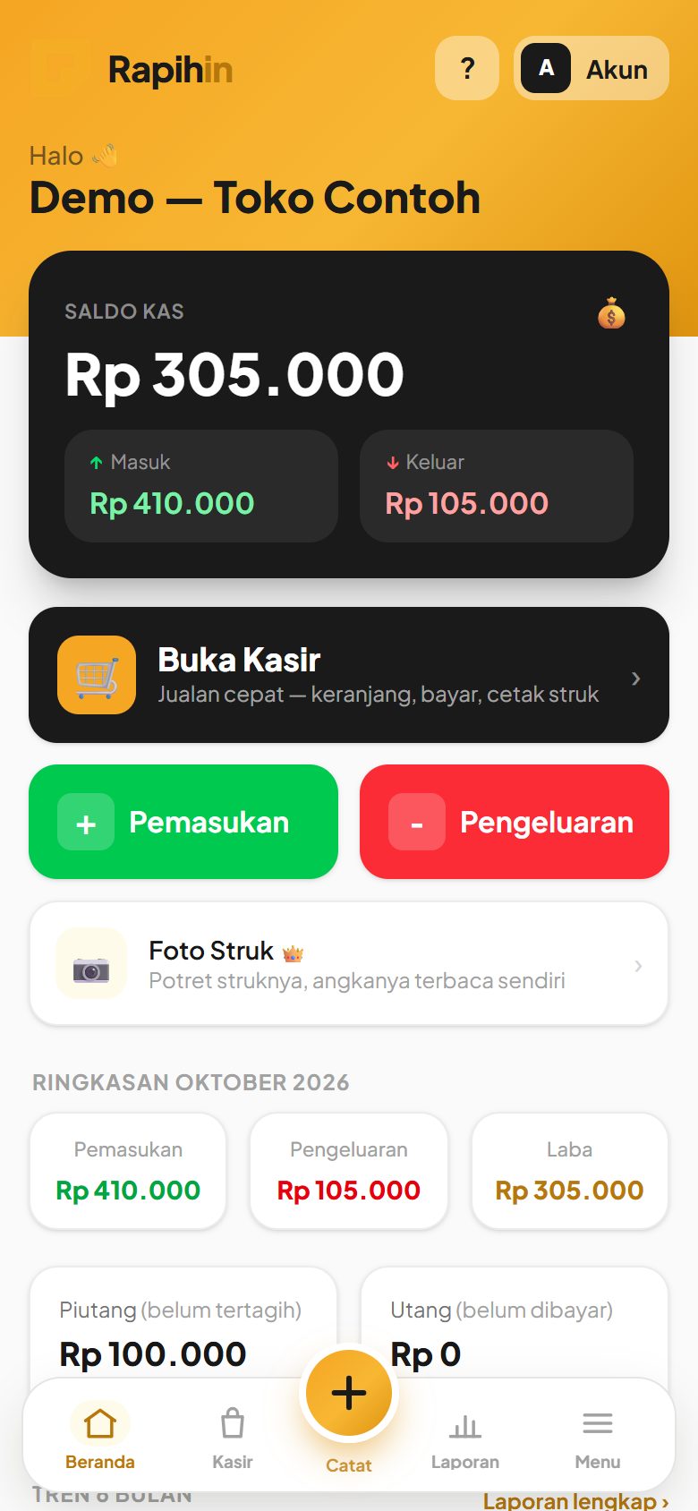 Beranda aplikasi