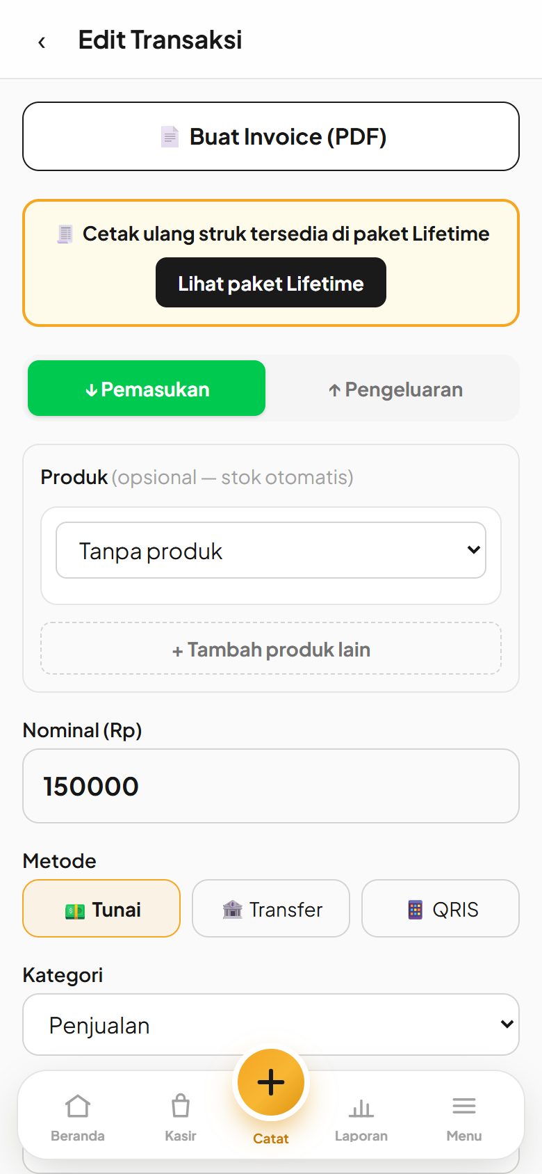 Ubah transaksi