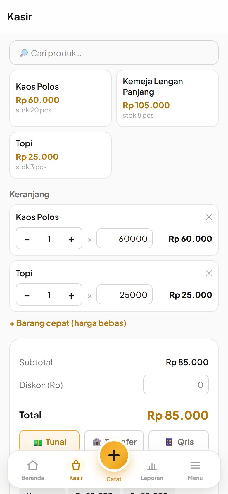 Kasir dengan keranjang