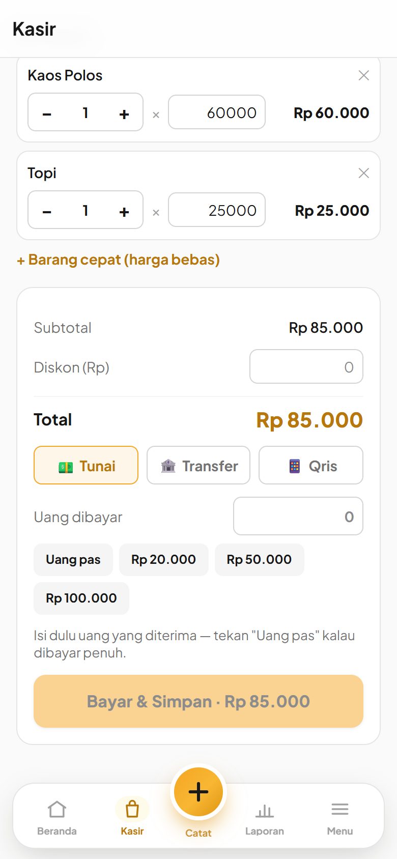 Kasir bagian pembayaran