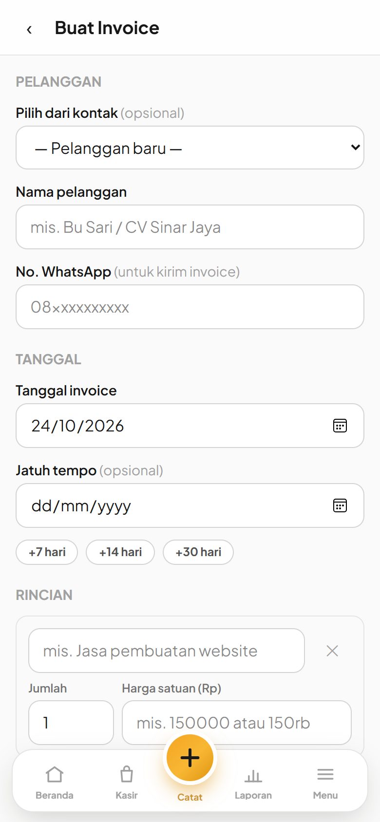 Form buat invoice