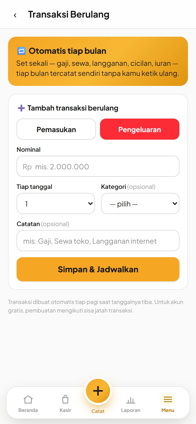 Menu transaksi berulang