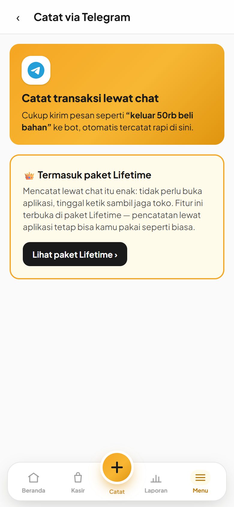 Catat via Telegram