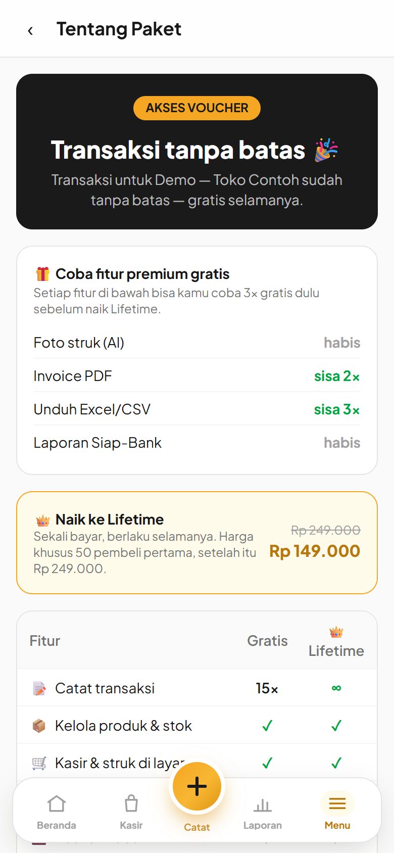 Menu Tentang Paket